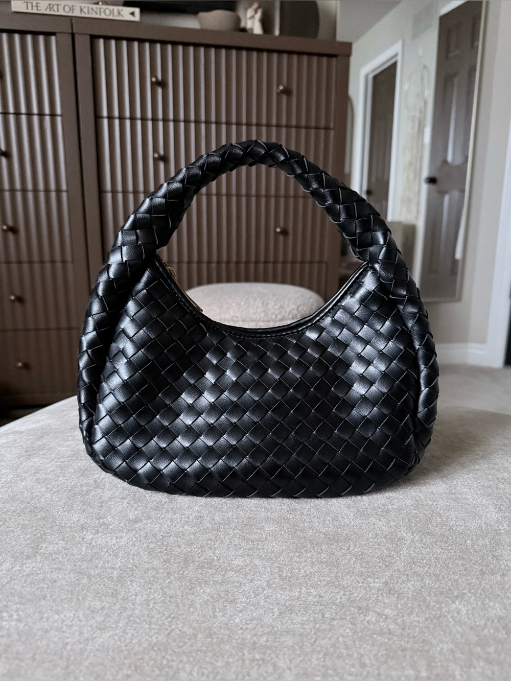Black Woven Hobo Bag
